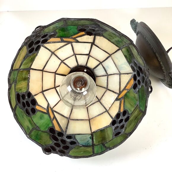 Stained Glass Hanging Electric Wall Sconce Grapes Metal Bracket Deco Mission - Picture 11 of 11